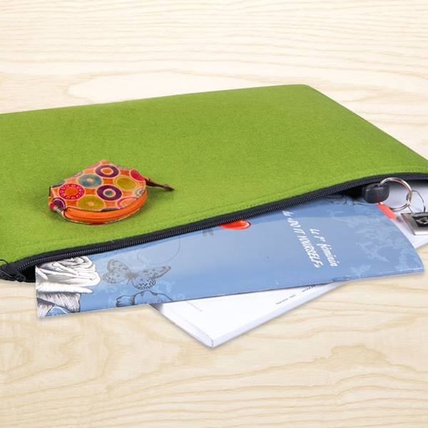 Cartera porta documentos con cierre, verde (grande)