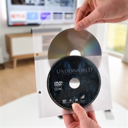 Funda DVD individual o doble con fieltro y taladros para archivo - 50 uds.